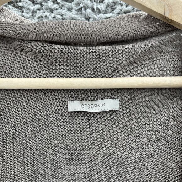 Crea Concept Sweater Womens S Tan Lightweight Linen Lagenlook Boho Open Cardigan - Picture 3 of 12